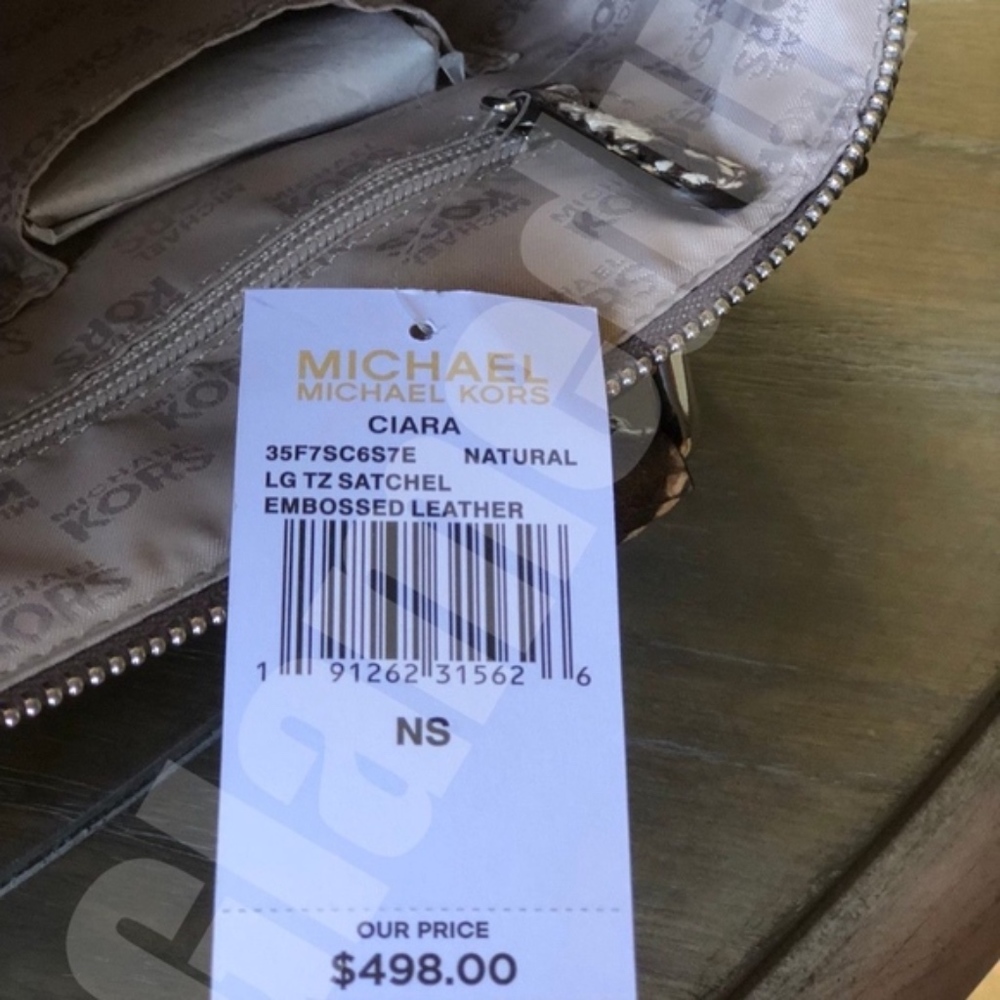 Michael Kors Ciara Large Natural Python Print Bag - Picture 8 of 8